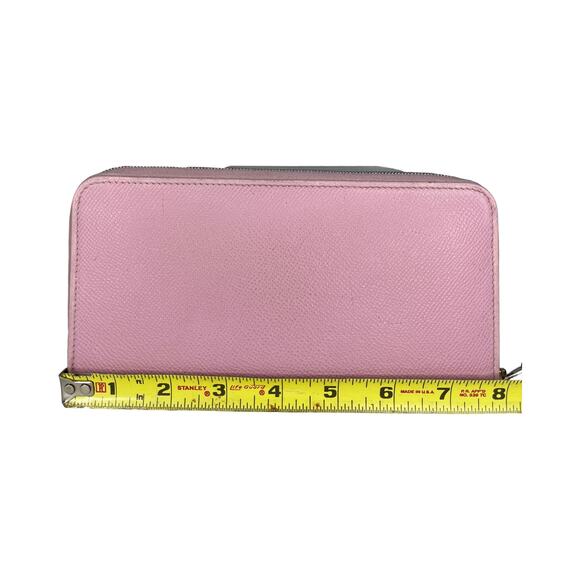 Hermès Silk-In Long Zip Wallet Rose Sakura Epsom Leather Yellow Silk - Picture 14 of 14